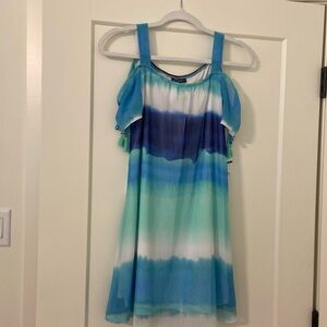 Sequin Heart Girls Multi Color Blue Dress